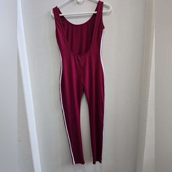 Bodysuit dark red with white side stripes size medium NWNT - Picture 2 of 4